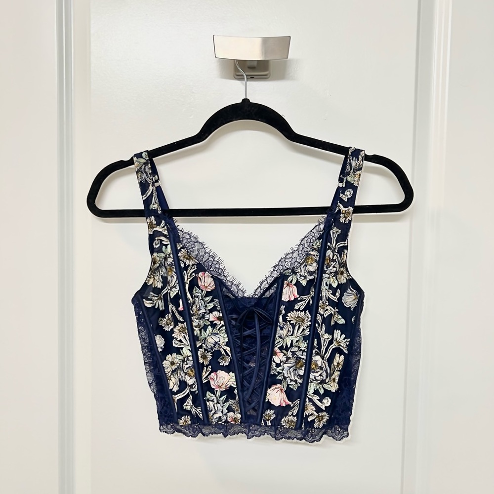 Blue Floral Victoria Secret Corset Top